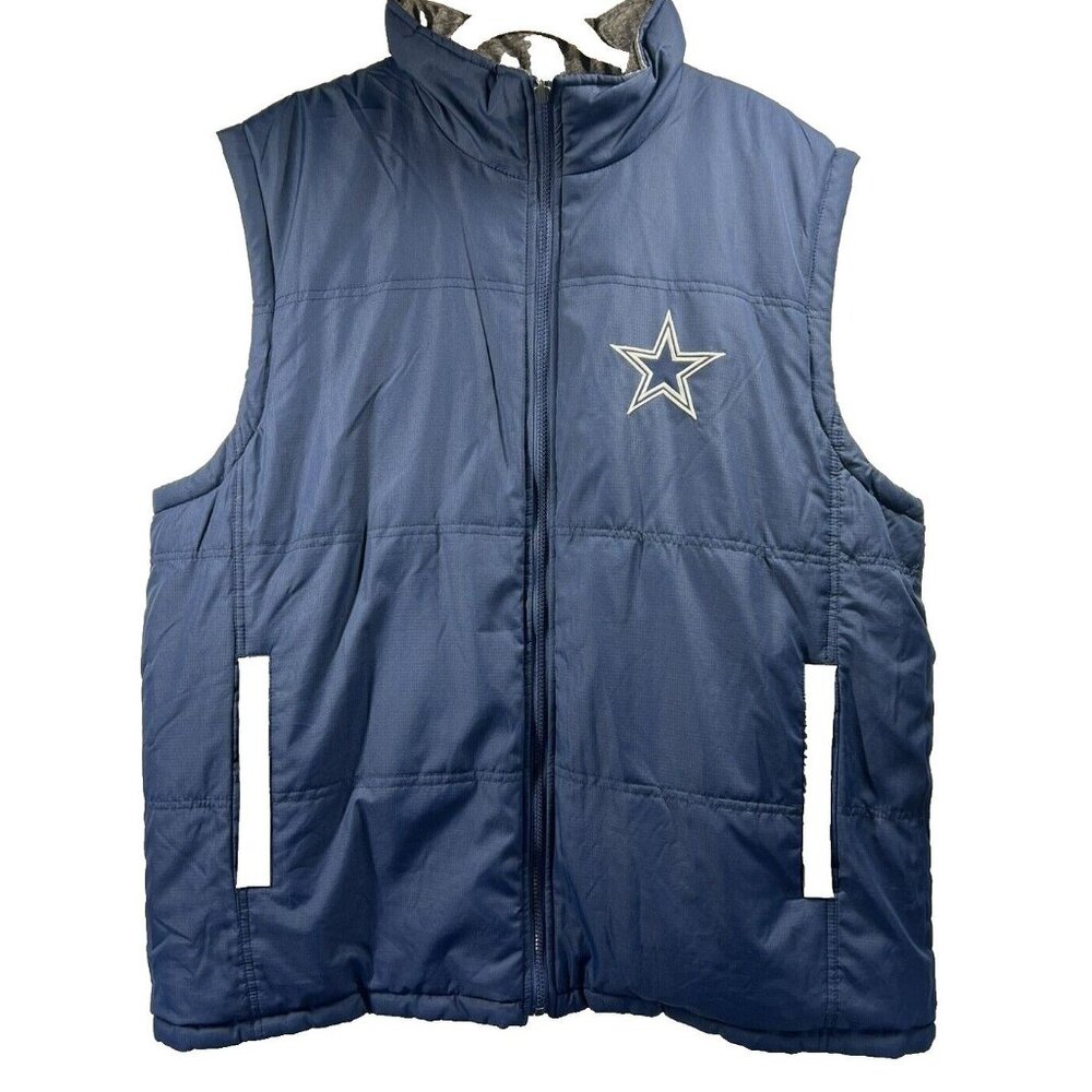 Dallas Cowboys Puffer Vest XXL Men’s Reversible G-III Apparel NFL Sleeveless Zip